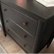 (2 pack) My Texas House Monroe 3-Drawer Nightstand with USB, Raven Black Oak