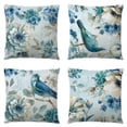thumbnail image 1 of 4 Pieces Blue Style Ink Flower Bird Linen Pillow Cover Car Sofa Cushion, 1 of 5