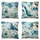 thumbnail image 1 of 4 piezas estilo azul tinta flor pájaro funda de almohada de lino coche sofá, 1 of 5