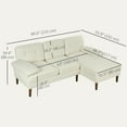 thumbnail image 3 of HOMCOM L-Shape Sofa with Right Chaise Lounge and Rubber Wooden Legs, Cream, 3 of 10