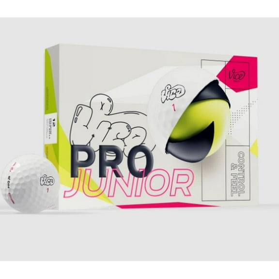 Vice Golf Pro Junior Golf Balls (White, 12pk) 1 Dozen 2025 NEW