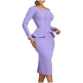 thumbnail image 2 of Ashirexll Womens Winter Dresses, Midi Dresses for Women, Solid Color Versatile Temperament Neckline Buttocks Wrapped Long Sleeve, 2 of 7