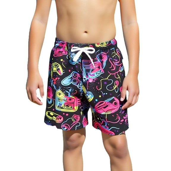 shoper Kids Shorts Boys 14/16 Elastic Waist Tropical Print Cute Summer Short Pants Clothing Black 11Y