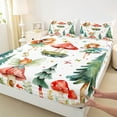 thumbnail image 3 of jejeloiu Fairy Tale Elf Twin Sheet Sets,Red Mushroom Twin Fitted Sheet,Green Tropical Botaniocal Pine Flat Sheet For Girl,Microfiber Bedroom Decor,3 Pieces, 3 of 7