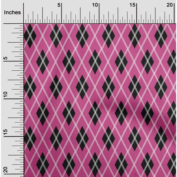 oneOone Cotton Poplin Twill Pink Fabric Argyle Check Sewing Material Print Fabric By The Yard 56 Inches Wide