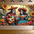 thumbnail image 3 of Colorful Design Festive Banner Skull Illustration Traditional Attire Floral Arrangement for Cultural Event Home Decor Celebration, 3 of 9