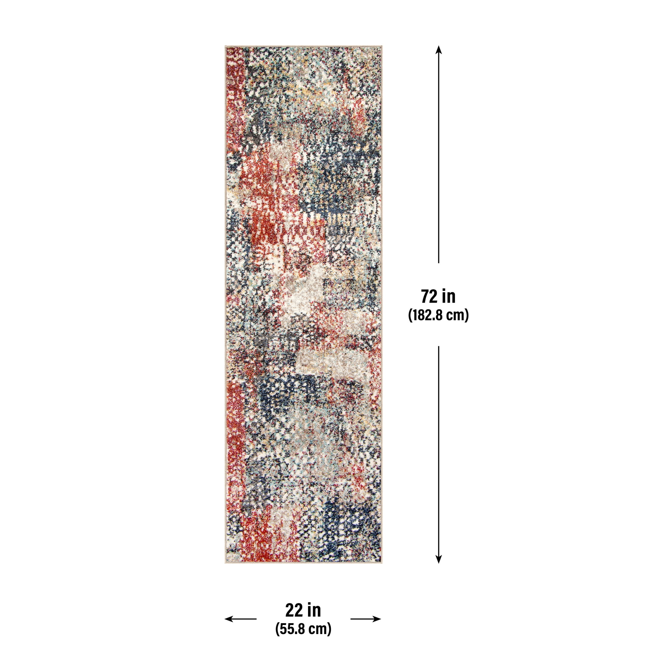 Mainstays Modern Morgana Multi-Color 22 in x 72 in Runner Rug with Frieze Accents