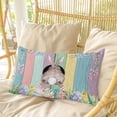thumbnail image 4 of Easter Bunny Pillow Covers, Linen Long Throw Pillow Case, Eggs Cute Rabbit Colorful Wooden Grain Rustic Holiday Pillow Protector Decorative Cushion Cover for Living Room/Bedroom 16" x 24", 4 of 8