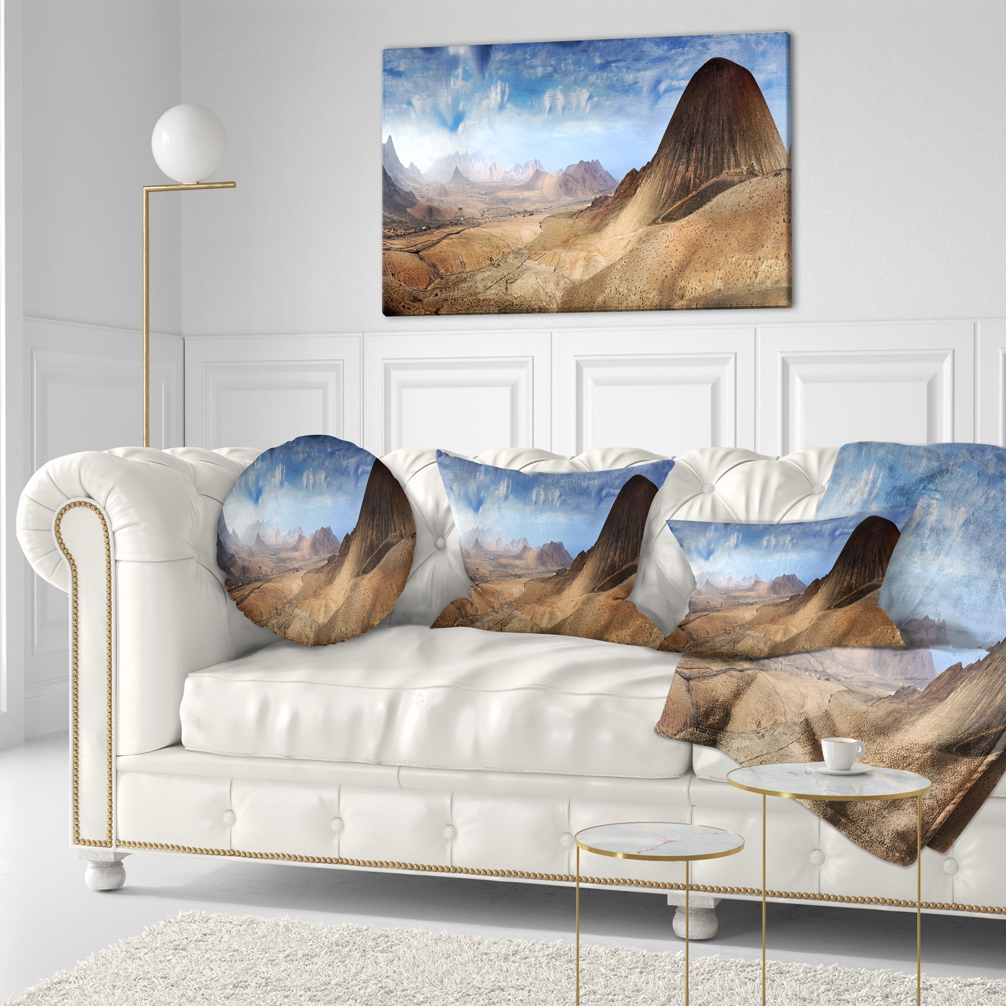 Designart Mountain Scenery Panorama - Landscape Photography Throw Pillow - 12x20