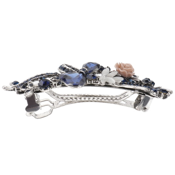 Raindrops 1Set Elegant Black Alloy Hair Clips Spring Shape Rhinestones For Women Daily Life Wedding Party