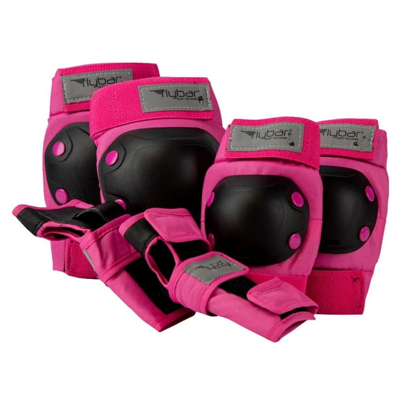Flybar Sports Protection Knee, Elbow, and Wrist Pad Set for Kids and Adults, Unisex, Ages 4 , Pink, S