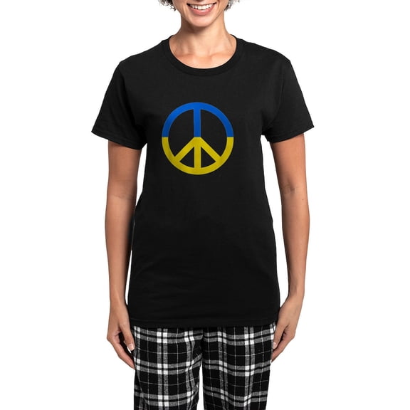 CafePress - Peace For Ukraine Lover I Stand With Ukrai Pajamas - Women's Short Sleeve Print T-Shirt and Pants Dark Cotton Pajama Set