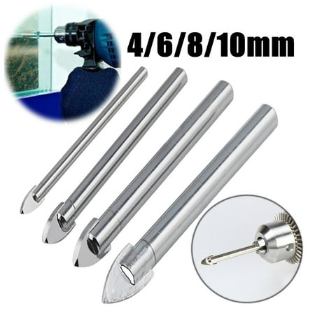 4Pcs 4/6/8/10mm Spear Head Porcelain Tile Mirror Glass Ceramic Drill Bits Set Cemented