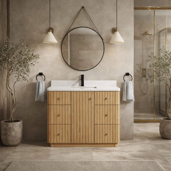 La Jolla 42" Bathroom Vanity Washed Oak