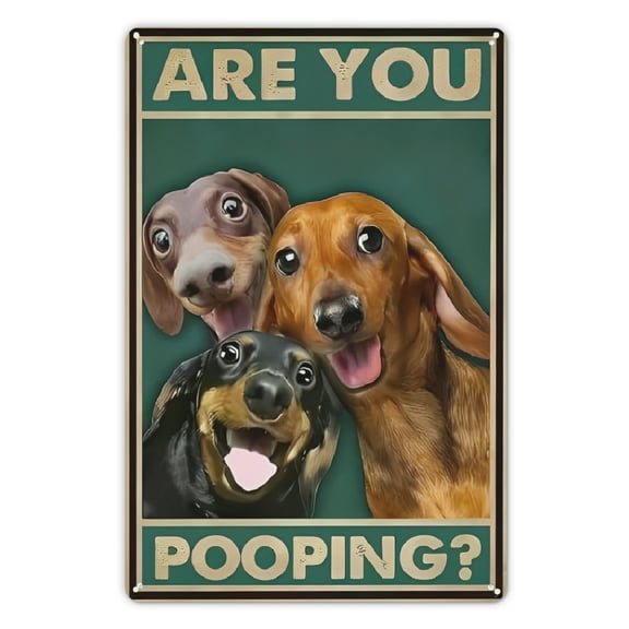 1pc Vintage Dog Humor Metal Sign - Retro Wall Art Plaque for Bathroom, Bar, Home Decor - Funny "Are You Pooping?" - Wall Hanging Tin Sign for Indoor Use 8x12 Inch