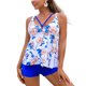 thumbnail image 1 of Tankini Trajes de baño para mujer Trajes de baño Estampado floral Camiseta sin mangas con pantalones cortos Trajes de baño con control de barriga, 1 of 6