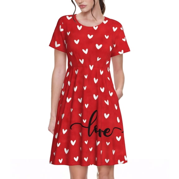 Valentine Women's Dresses Short Sleeve Nightdresses for Summer