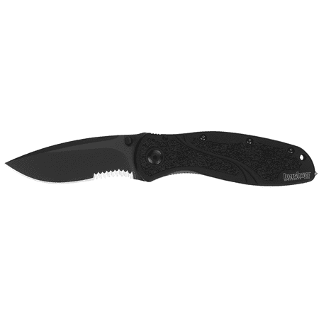 Blue Anodized Aluminum Handle Kershaw Blur, Navy Blue Stonewashed (1670NBSW) Pocket Knife, 3.4” Stonewashed 14C28N Steel Blade, Anodized Aluminum Handle with Black Trac-Tec Inserts, SpeedSafe Open, Reversible Pocketclip; 3.9 OZ ()