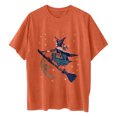 thumbnail image 4 of Tops de mujer Bruja Patrones de características creativas Estampados casuales Mangas cortas sueltas Tops de hombres y mujeres Camisetas de cuello redondo Pompotops hfajkhk139040, 4 of 5