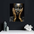 thumbnail image 4 of Nawypu  Black Gold African American Woman Canvas Wall Art,Set Golden Print Picture Mural Artwork, Modern Framed Poster Girl Bedroom Living Room Home Decoration Ready to Hang, 4 of 4
