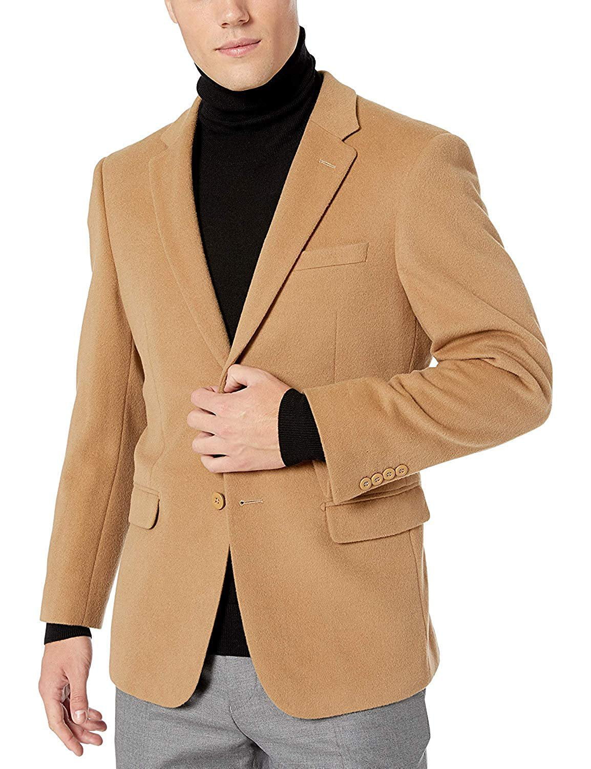 Prontomoda Men's 2 Button Luxury Wool Cashmere Sport Coat - Camel - 52L