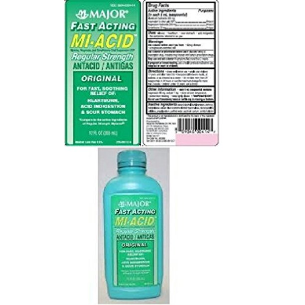 4 Pack Major Fast Acting MiAcid Maximum Strength Antacid Original 12 Oz Each