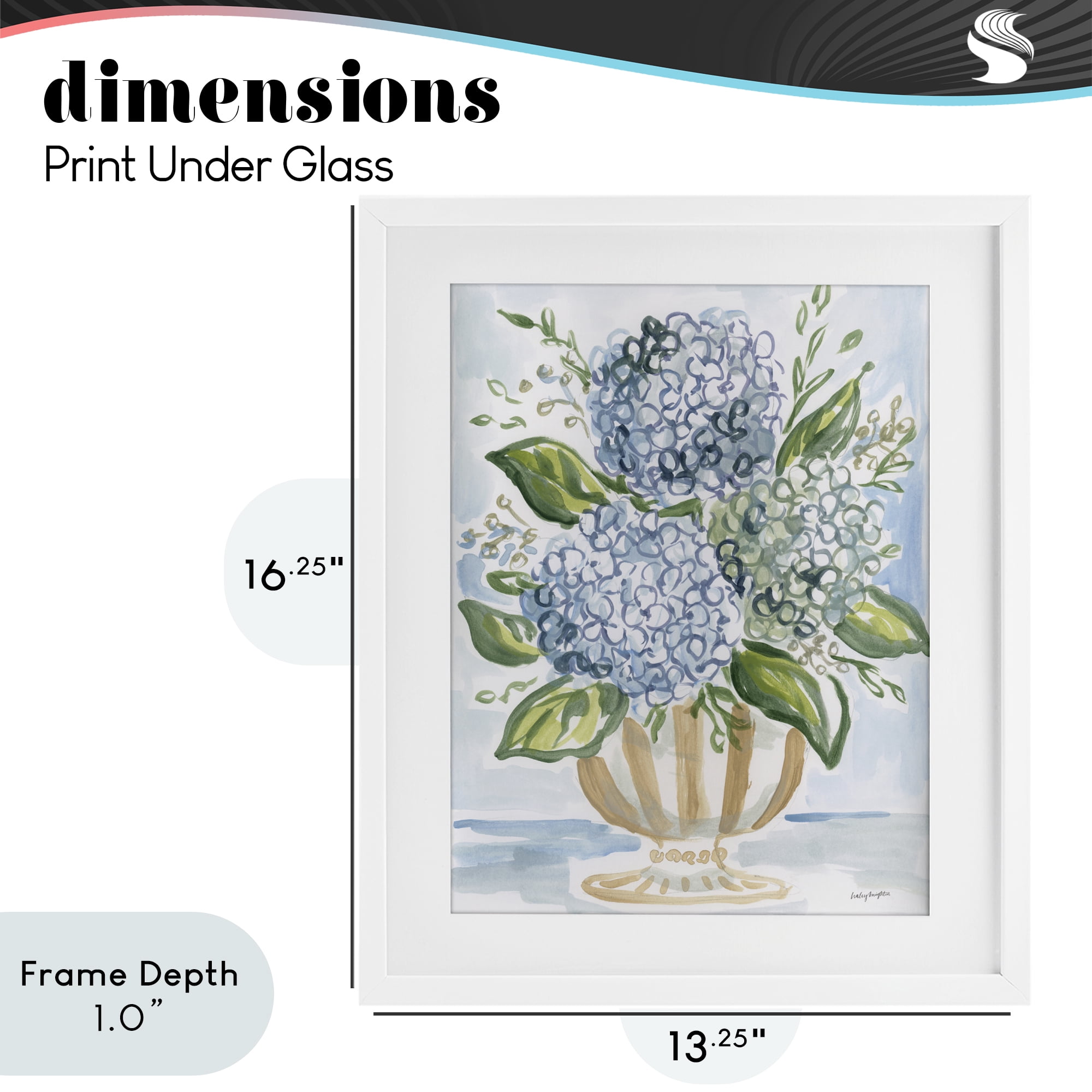 Stupell Industries Serena Pastel Hydrangea Bouquet White Framed Print Under Glass, design by Haley Knighten
