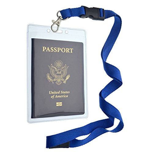 Black 2 Pack Clear Tear Resistant Passport ID Badge Holder with Open Top /& Detachable Buckle Lanyard by Specialist ID