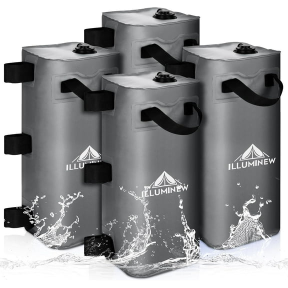 4 Pack Canopy Water Weight Bag, 220 LBS Water Tent Weights Set of 4 Leg Weights for Gazebo, Pop Up Canopy, Canopies, Tent (Grey 25L)