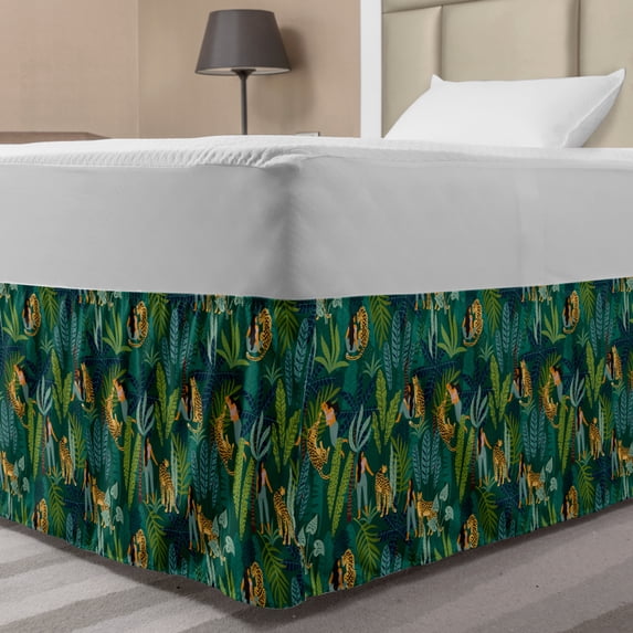 Ambesonne Multi-color Wrap Around and Gathered Microfiber Bed Skirt, Full