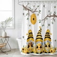 thumbnail image 6 of Yellow Bees Gnomes Shower Curtain, Waterproof Shower Curtains for Bathroom, Spring Floral Branches Modern Art Washable Fabric Bathtub Curtain Set Bath Decor with 12 Hooks Standard 72"x72", 6 of 6