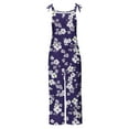 thumbnail image 4 of Sexlip Women's Floral Print Overalls Pants Adjustable Straps Lightweight Fabric Stylish Design Vacation Daily Outfit Purple XXL, 4 of 5