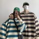 thumbnail image 2 of Sudadera unisex de gran tamaño, holgada, con cuello redondo, para hombre y mujer, moda coreana, rayas en contraste japonesas, ropa urbana preppy, 2 of 5
