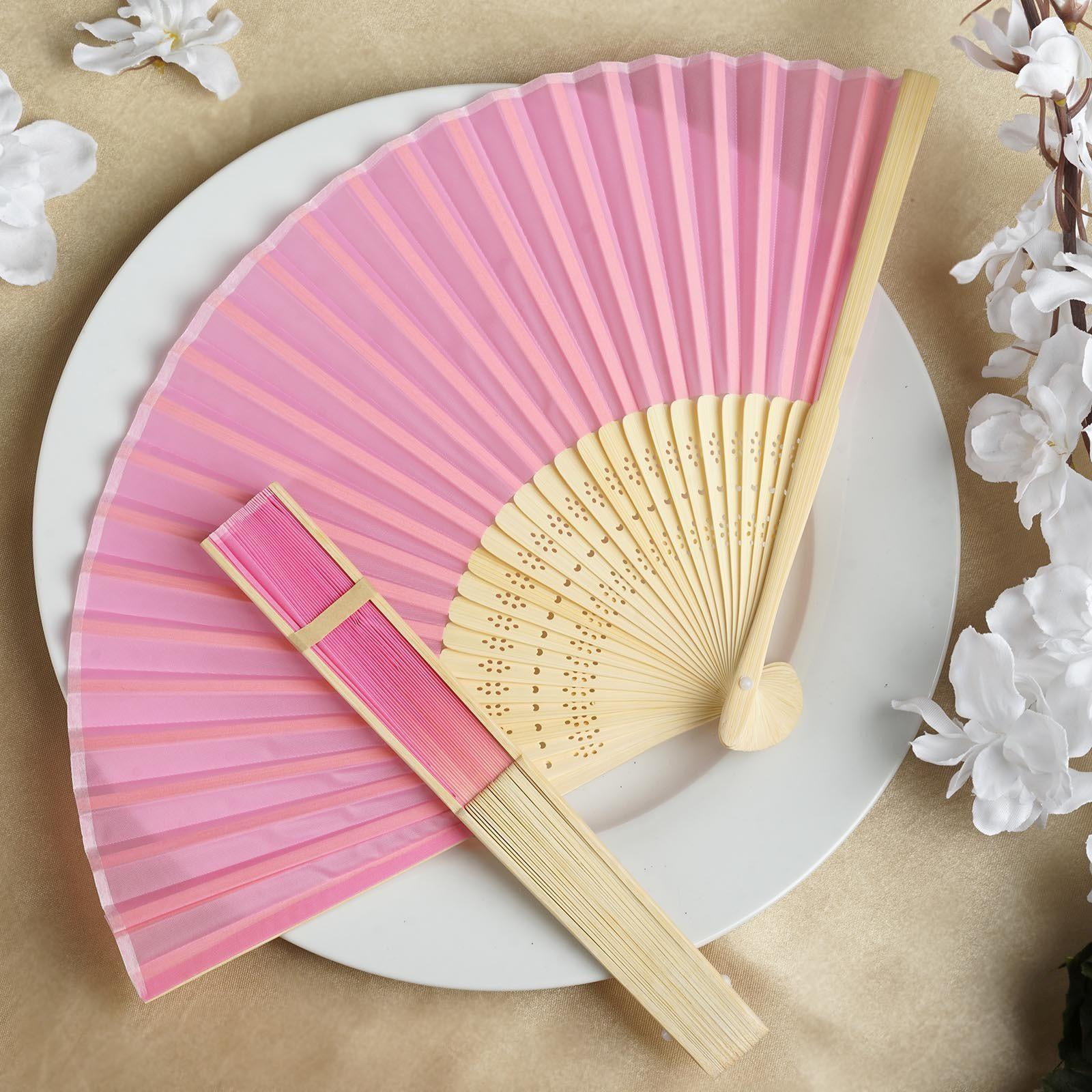 PINK Asian Silk Folding Fans