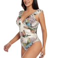 thumbnail image 3 of Yiaed Flying Butterflies-1 Print Women's Ruffled One Piece Swimsuit V Neck Swimwear Slimming Monokini for Woman-X-Large, 3 of 8