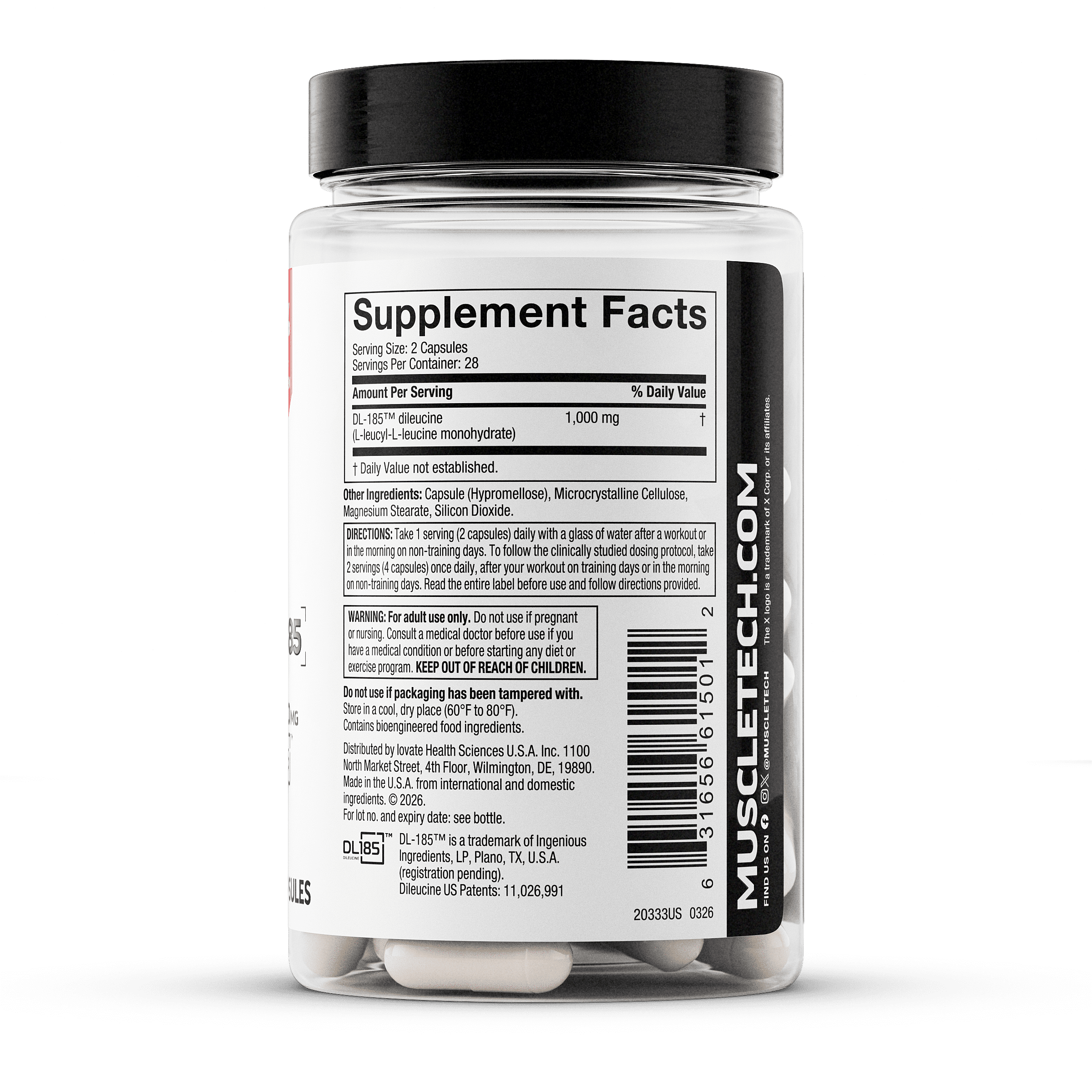 MuscleTech Muscle Peptide DL-185 Dileucine Capsules, 56 Count