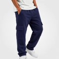 thumbnail image 2 of SGFCWSX Boys Cargo Joggers Kids Casual Streetwear with Pockets Loose Fit Comfy Trousers for Outdoor Sports Navy Size 7, 2 of 8