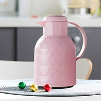 Qnjujn 1L Glass Tea Kettle Double-Wall Vacuum Insulated Hot Water Pot Portable Heat-Resistant Carafe for Coffee Milk Office Travel Camping Home Kitchen Stainless Steel Lid