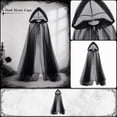thumbnail image 2 of Hooded Tulle Cape Halloween Sheer Cloak Adult Cosplay Costume Cape for Ghost Bride Vampire Themed Party Photo Booth Props One Size, 2 of 7