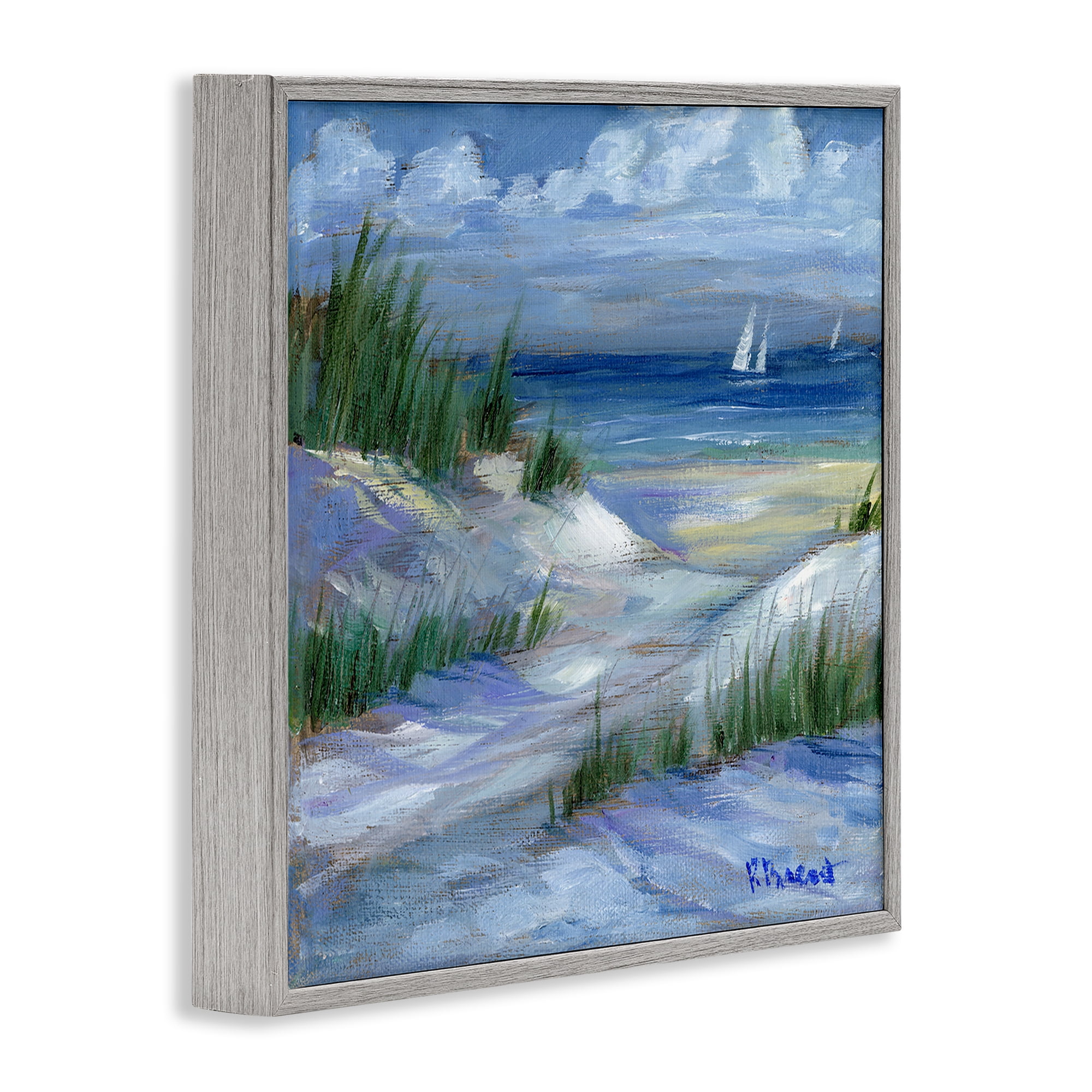 Stupell Industries Crooked Island Dunes & Sailboats Gray Framed Giclee Art, design by Paul Brent