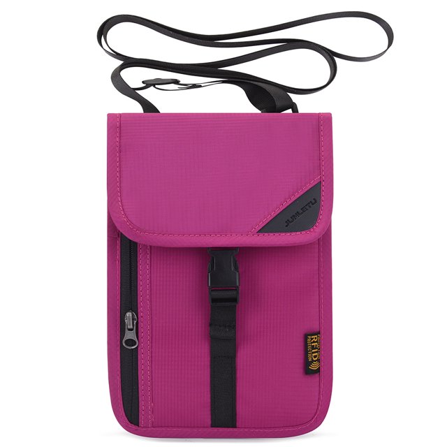 Btafrte Bolsas Impermeables RFID ID Tarjeta Crédito Cuello (rosa Roja)
