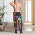 thumbnail image 2 of Yiaed Neon Gothic Skull Moon Print Men's Lounge Pants, Loose PJ Bottoms, Long Pajama Pants for Men-Small, 2 of 6