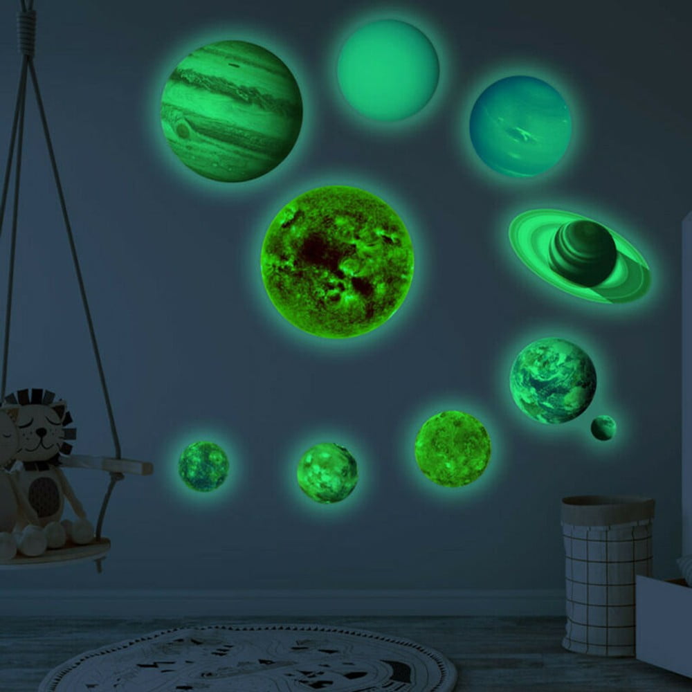 Solar System Wall Stickers  Glow  In The Dark 10 Planets 