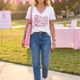 thumbnail image 3 of JULMCOMO Breast Cancer Shirts for Women V Neck Pink Ribbon Breast Cancer Awareness Short Sleeve Loose Comfy Tops Casual Survivor Support Graphic Tees Purple Pink M, 3 of 5