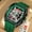 Green, variant on Mens Luxury Tonneau Fashion Hallow Punk Graffiti Art Dial Hip-hop Unique Sports Wrist Watch Japanese Movement Luminous Design with Silicone Band