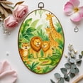 thumbnail image 7 of Canvas Wall Art Jungle Safari Animals Circular Motif Symmetrical Layout Mandala like Oval Framed Canvas Prints Vintage Wall Hanging Decor for Home Decorations 8.6"x11.4", 7 of 7