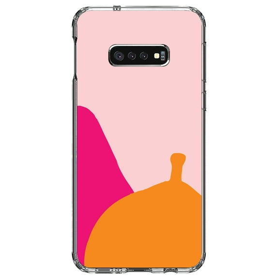 DistinctInk Clear Shockproof Hybrid Case for Samsung Galaxy S10e (5.8" Screen) - TPU Bumper, Acrylic Back, Tempered Glass Screen Protector - Summer Vibes Bold Flower Blue Orange Pink