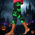 thumbnail image 6 of Yeaiivve Cropped Halloween Leggings for Women Funny Pumpkin Printed Tights Elastic High Waisted Workout Legging Soft Stretchy Pajama Bottoms L, 6 of 8