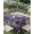 thumbnail image 3 of Square Outdoor Tablecloth with Umbrella Hole Spring Flowers Outside Table Cloth Waterproof Patio Table Cover Purple Botanical Floral Wooden Grain Zipper Tablecloths for Picnic Camping 60x60 Inch, 3 of 8