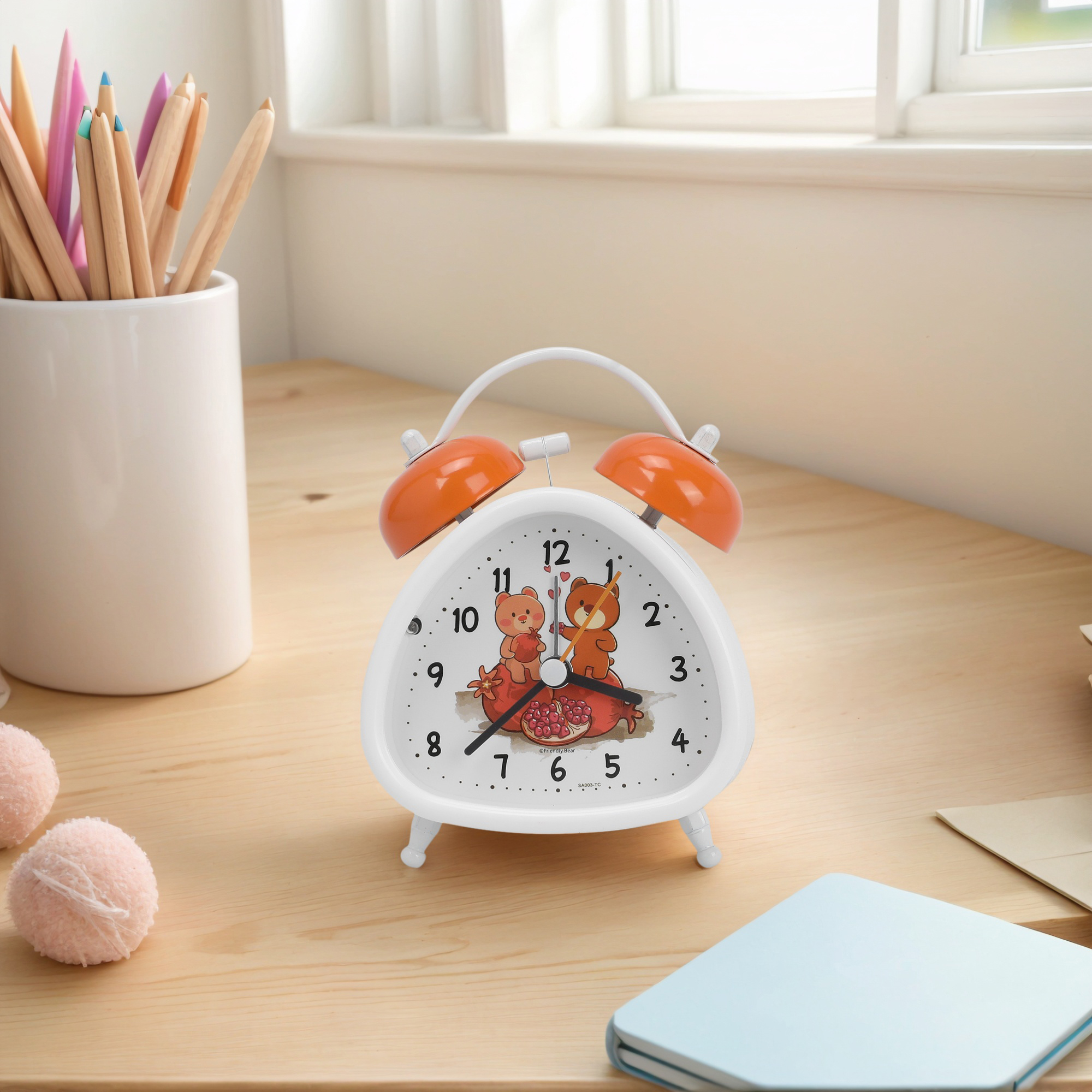 Unique Bargains Triangle Shape Alarm Clock White 4.4"L x 2.2"W x 3.4"H